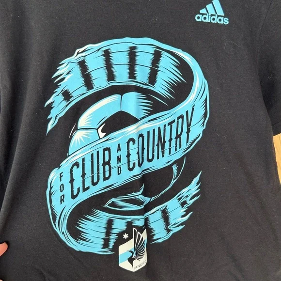 adidas Black Short Sleeve Tee with Light Blue Club Graphic - Picture 2 of 5